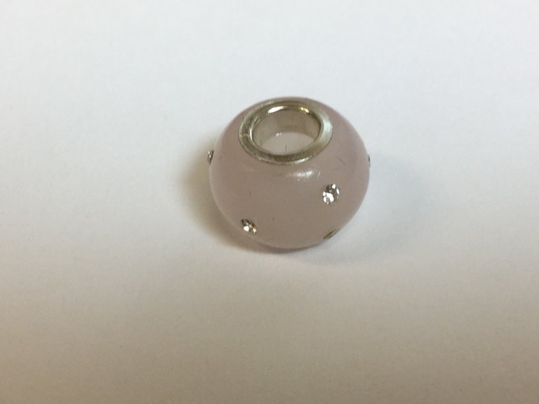 Sterling Silver Glass Rose with Crystal Accents Kera Bead 12 x 8mm