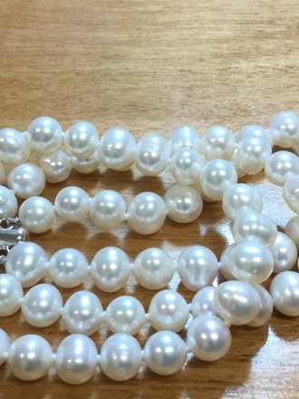 Sterling Silver three-strand 8-9mm Freshwater Cultered Pearl Bracelets - 7.25in