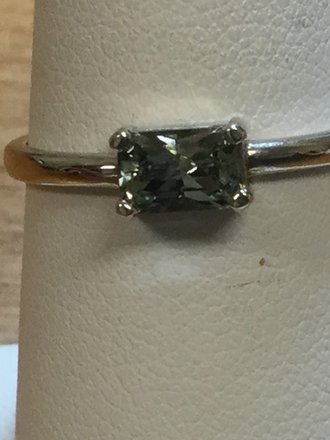 Sterling Silver Ring with emerald-cut .6 ct 6x4mm Unheated Blue Montana Sapphire - size 8