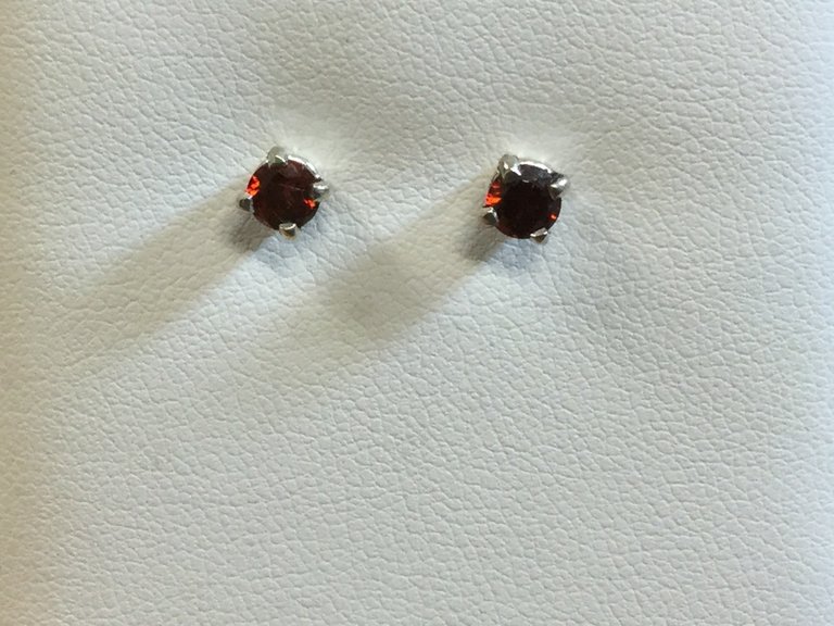 Sterling Silver 4mm Round African Spessartine Garnet Stud Earrings