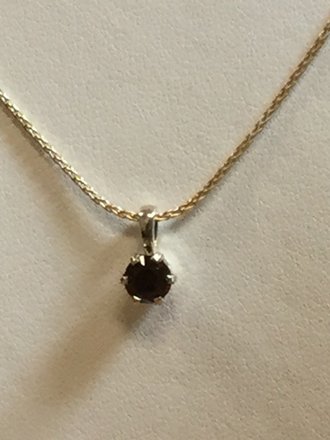 Sterling Silver 5mm Round African spessartine Garnet 18-inch Necklace