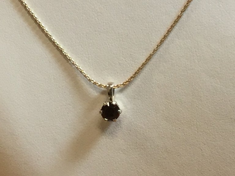 Sterling Silver 5mm Round African spessartine Garnet 18-inch Necklace