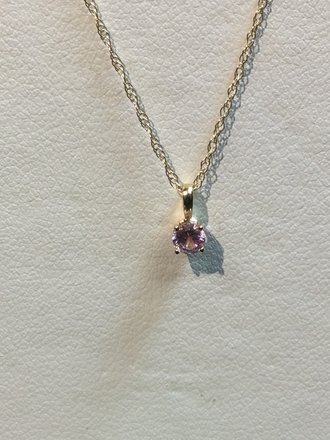 14K Yellow Imitation Pink 3mm Tourmaline Youth Necklace