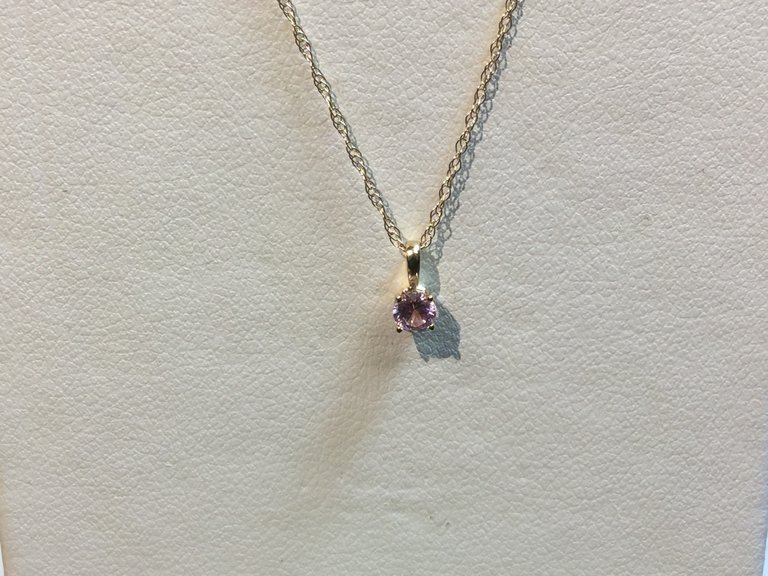 14K Yellow Imitation Pink 3mm Tourmaline Youth Necklace