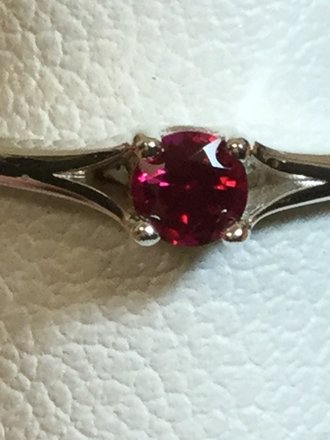 Sterling Silver Chatham Lab Ruby Ring Size 3