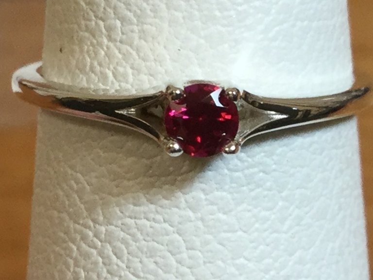 Sterling Silver Chatham Lab Ruby Ring Size 3