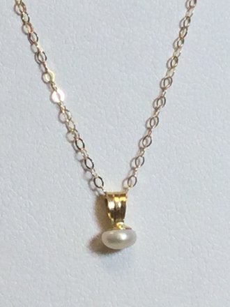 14K Yellow Cultured Pearl Necklace 14" Youth