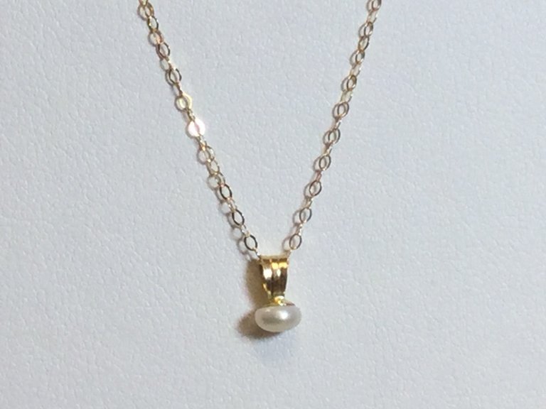 14K Yellow Cultured Pearl Necklace 14" Youth