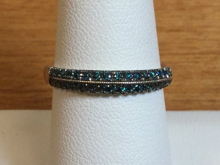 14K White Blue Diamond 1/3 CTW Knife-edge Anniversary Band Size 7 Stuller