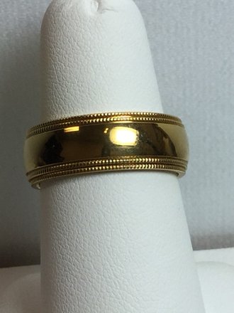 Stuller Titanium  8 mm gold immerse plated  polished double milgrain band size 10