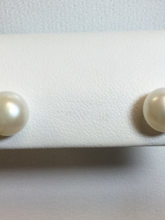 Sterling Silver 7-8mm Cultured White Freshwater Button Pearl Earrings