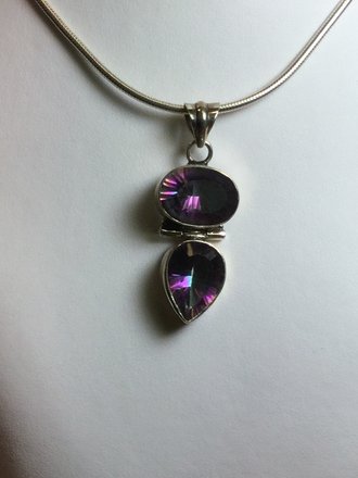 Sterling Silver Double Stone Mystic Topaz Necklace