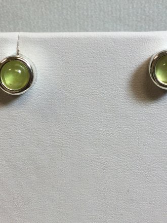 Sterling Silver  Chrysoberyl 2.45 ctw 6.5 mm Round Back-Set Earrings