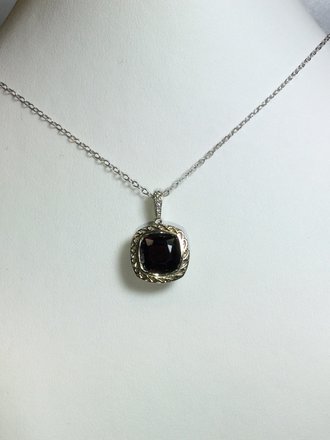 14K White 9mm 3.55 ct Spinel cushion-cut spinel and with diamond bail 18" flat cable necklace