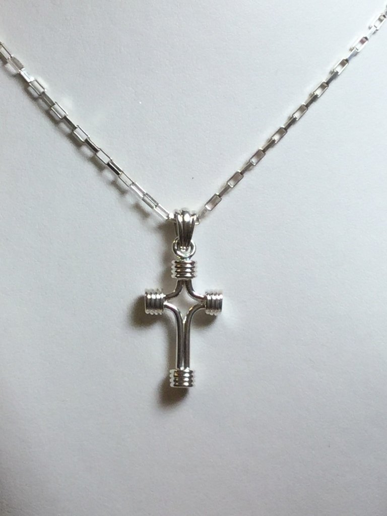 Sterling Silver 24.25x15 Tubular Cross with 1.7mm 20" chain necklace