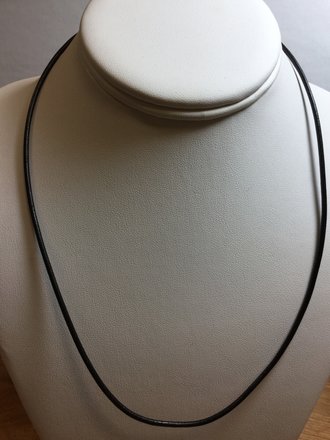 14K White 2 mm Black Leather 20" Cord Necklace