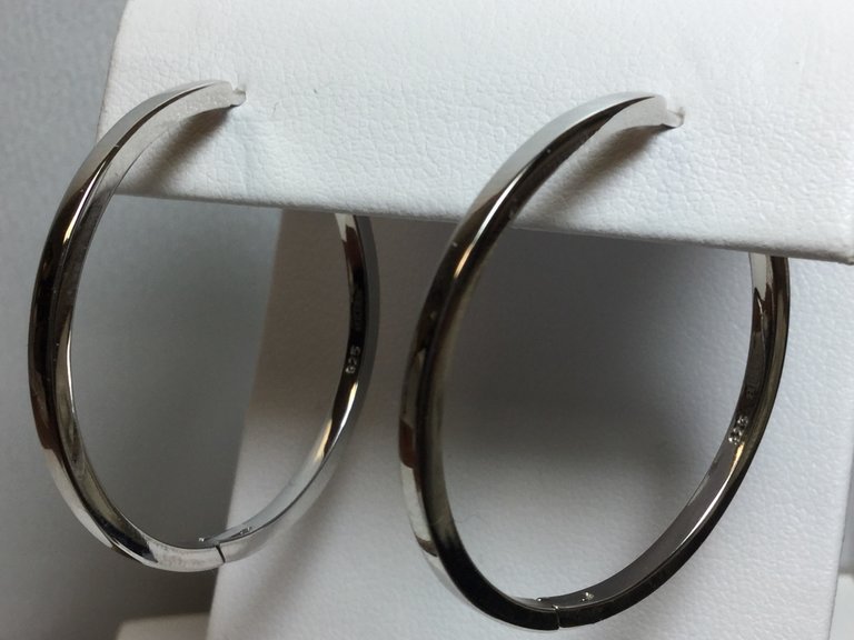 Sterling Silver Hinged Hoop Earrings 32.8mm Square