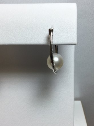 Sterling Silver Freshwater Cultured Pearl Hoop Earrings 7.5mm
