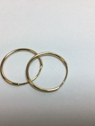 14K Yellow 15mm Endless Hoop Earrings