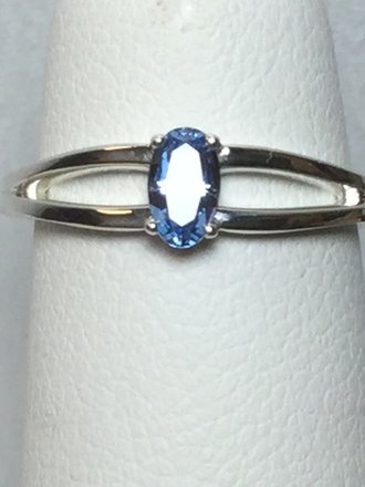 Sterling Silver Imitation Aquamarine Ring - Size 3