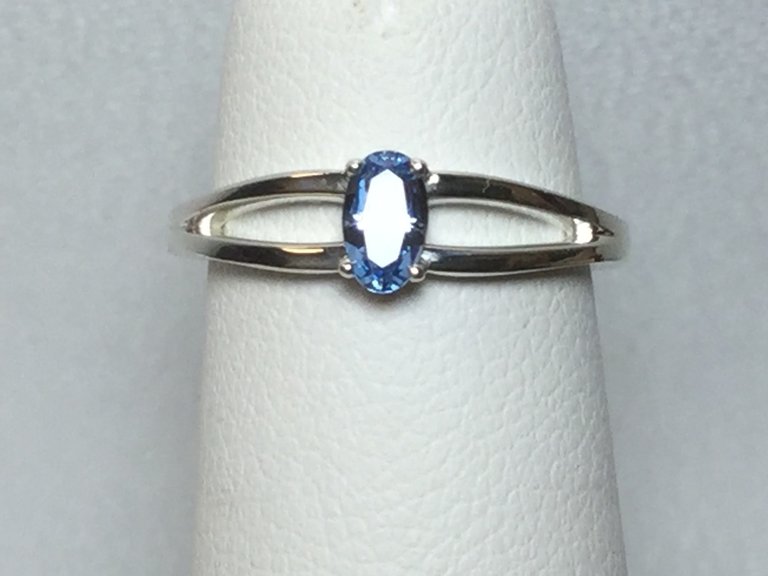 Sterling Silver Imitation Aquamarine Ring - Size 3