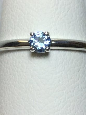 Sterling Silver Imitiation Aquamarine Ring - Size 2 3/4