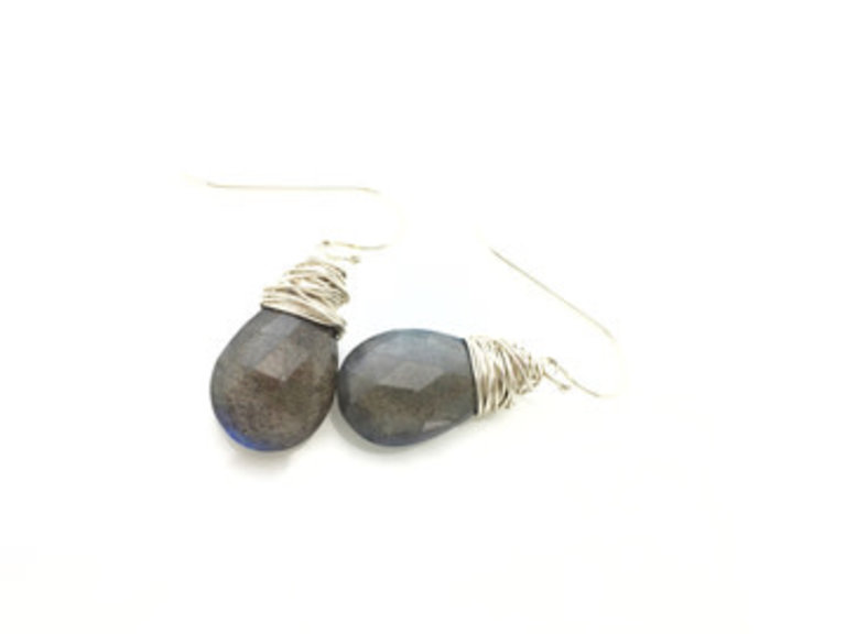 Sterling Silver Labradorite fish hook Earrings