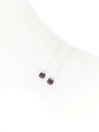 Sterling Silver Cushion Garnet threader Earrings
