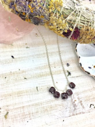 Sterling Silver Garnet Cushion Necklaces