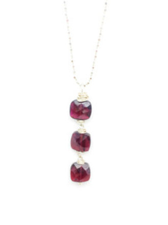 Sterling Silver Garnet Drop Necklaces