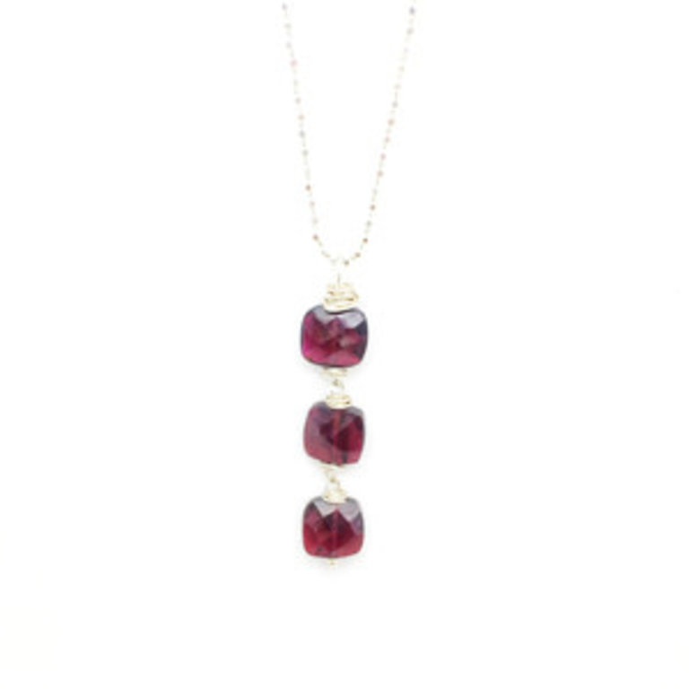 Sterling Silver Garnet Drop Necklaces