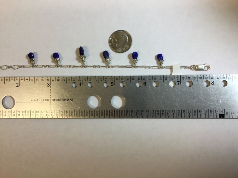 Artisan Argentium® 930 Sterling Silver Wire Wrapped Lapis Lazuli Brio Bracelet 7.5 in