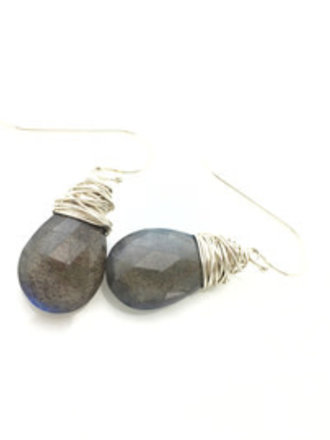 Argentium Silver Labradorite fish hook Earrings