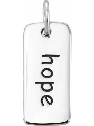 SSilver "Hope" Tag Pendant Necklace with 18" Cable Chain