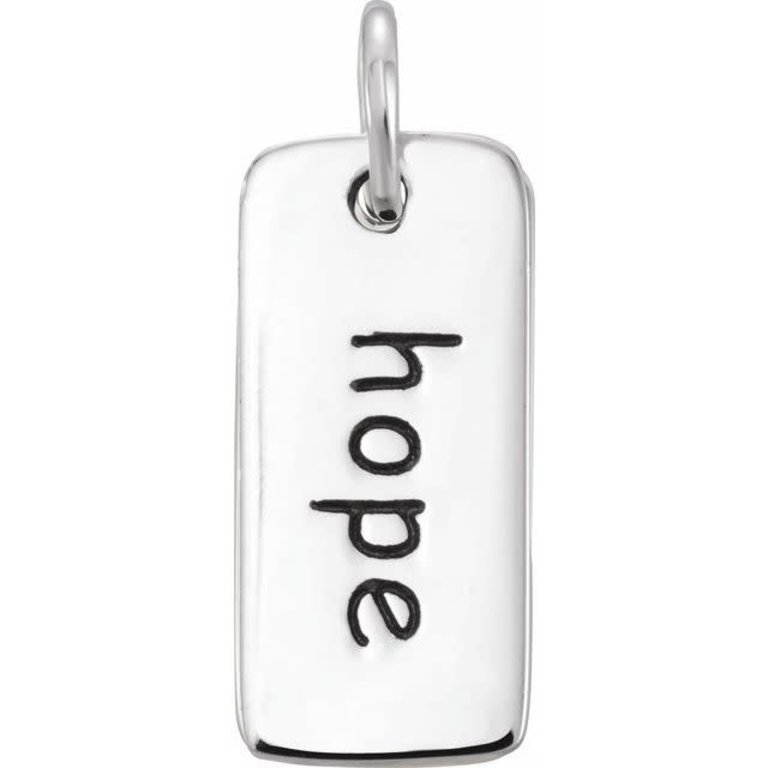 SSilver "Hope" Tag Pendant Necklace with 18" Cable Chain