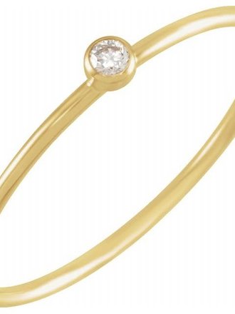 14K Yellow Gold Filled .03 CT Diamond Stackable Bezel-Set Ring Size 7