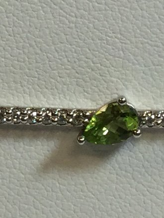 14K White Peridot & 1/10 CTW Diamond16" Necklace