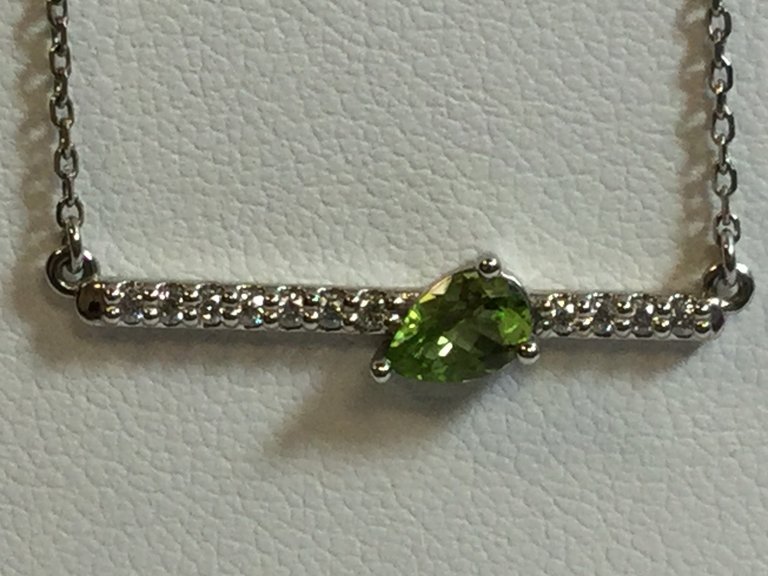 14K White Peridot & 1/10 CTW Diamond 16" Necklace