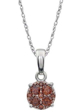 14KW 1/5 CTW Brown Diamond 18" Necklace