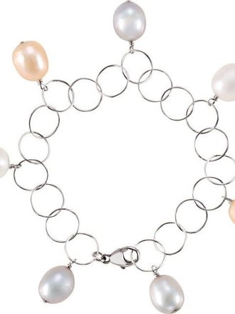 Sterling Silver 10-11mm Freshwater Cultured Pearls Bracelet - 7.25in