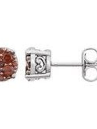 14KW 3/8 CTW Brown Diamond Cluster Earrings