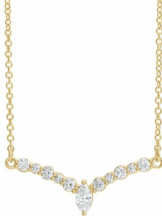 14K Yellow 1/3 CTW Diamond 18" "V" Necklace