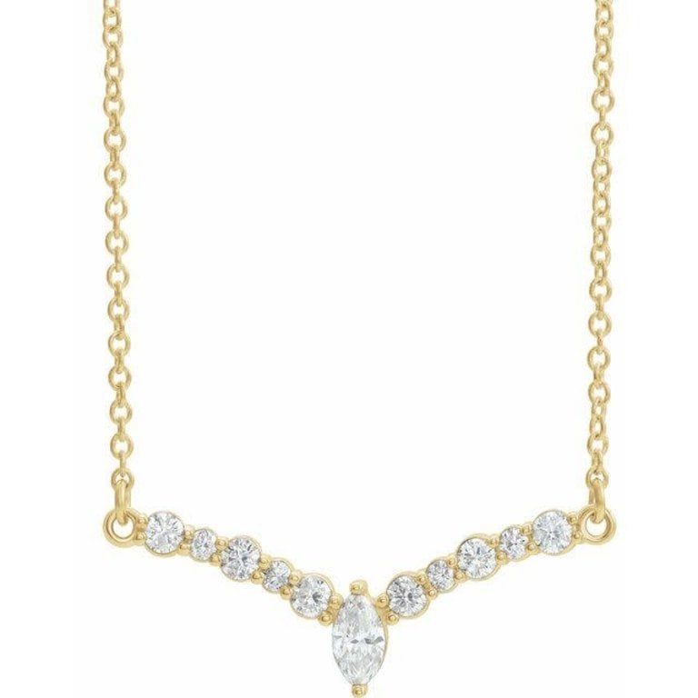 14K Yellow 1/3 CTW Diamond 18" "V" Necklace