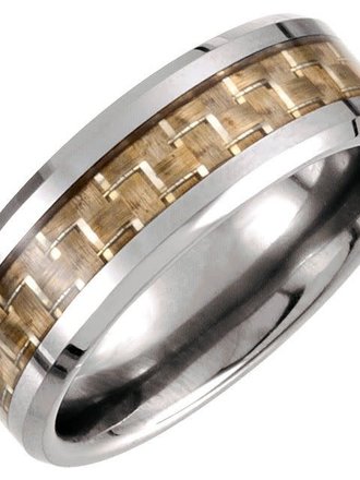 Tungsten 8.3 mm Beveled-Edge Band with Carbon Fiber Center Size 8