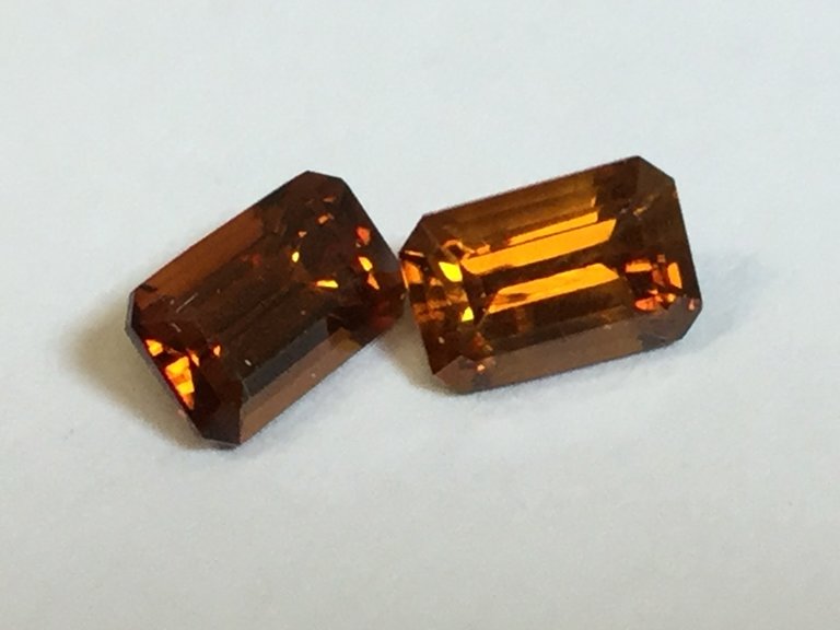 Zircon pair .89 ct red 6 x 4 octagon gemstones