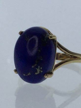 14K Yellow 14 x 10 mm Lapis ring - size 7