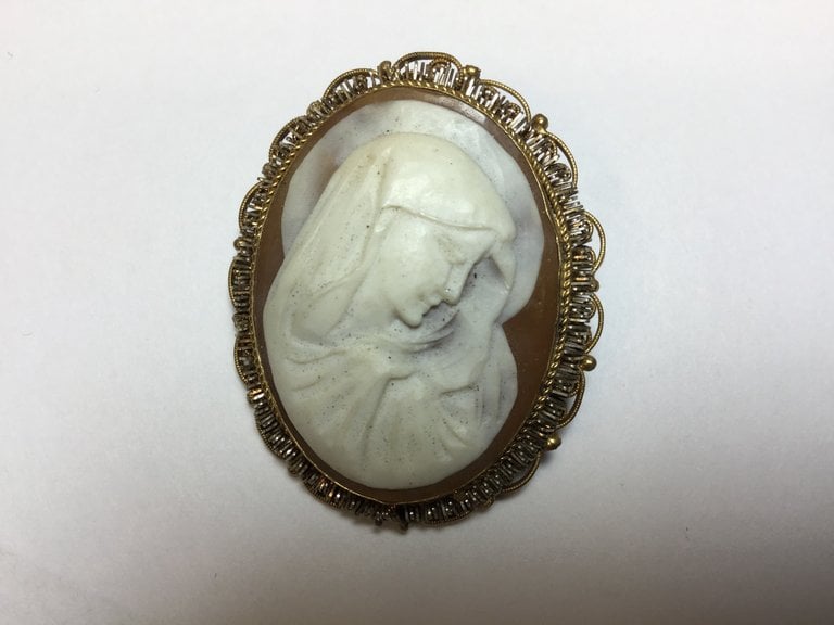 Shell, gold filled antiques circa 1900 cameo broch specialty item