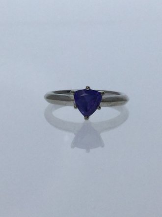 Sterling Silver .87 ct Tanzanite Trillion ring - size 6 1/2