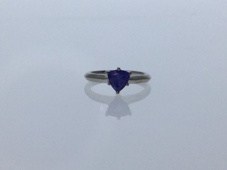 Sterling Silver .87 ct Tanzanite Trillion ring - size 6 1/2