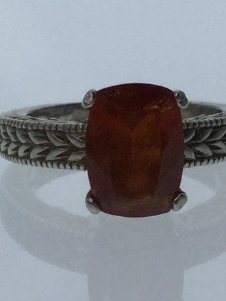 Sterling Silver Orange Fire Opal Ring - Size 6 1/2 5.6 grams approximately 3 ct